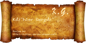 Köhler Gergő névjegykártya